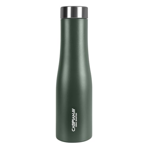 Image of CASPIAN / / / Aqua ISI Certified Stainless Steel Water Bottle (Military Green, 1 Litre) | Leak Proof Thunder for Fridge Home Office Travel School Kids Boys Girls Adults Sports Gym Yoga Gift | BPA Free