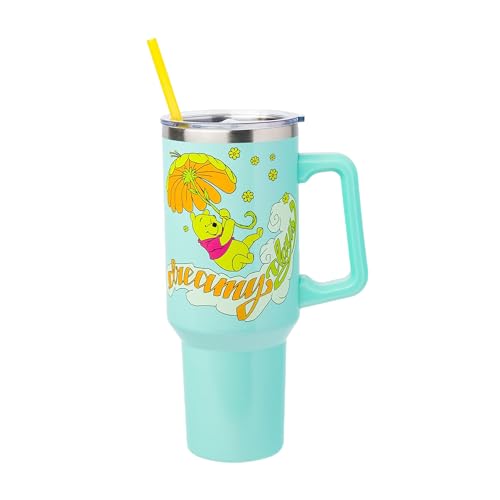 Image of Silver Buffalo Disney Winnie the Pooh inchDreamy Days inch Retro Art Stainless Steel Tumbler with Handle and Straw, Fits in Standard Cup Holder, 40 Ounces (Pack of 12)