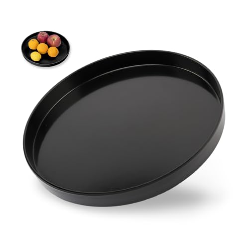 GIDWRIY Deko Tablett Rund 30 cm,Dekoteller,Deko Platte,Tablett für Kerzen,Serviertablett,Dekorative Tabletts,Speiseteller,Teelicht Tabletts,Servierplatte,KerzentellerKerzentablett für Tisch-Schwarz