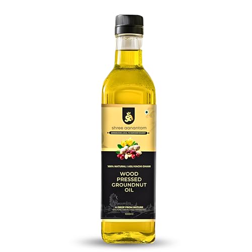 Image of SHREE AANANTAM Cold Pressed 100% Pure & Natural Kachi Ghani Groundnut Oil /Peanut Oil - 1 Litre
