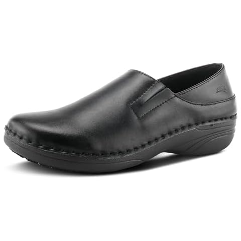Spring Step Manila Slip-On Professional Nursing Shoes for Women - Women's Uniform Shoes with Round Toe, Closed Back, and Printed Leather - Nursing Clogs for Women - Black Nursing Clogs for Women US M 8.5 Cover