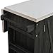 espidoo Mobile Outdoor Kitchen Island: 400lb Stainless Steel Foldable Top - All-in-One Storage with Spice Racks & Lockable Wheels for Patio BBQ & Entertaining - Black Fir Wood
