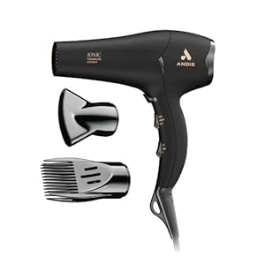 Andis 80750 1875-Watt Tourmaline Ceramic Ionic Salon Hair Dryer with Diffuser, Fast Dry Low Noise Blow Dryer, Travel Hairdryer for Normal & Curly Hair, Soft Grip, Black