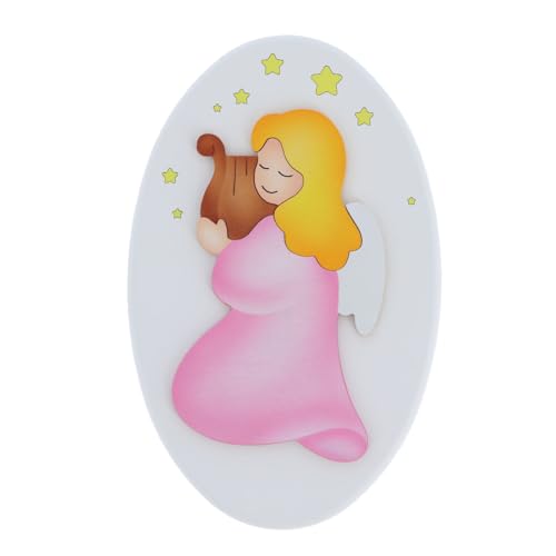 Table ovale avec ange et harpe relief SHALOM déco 14 x 22cm - 2