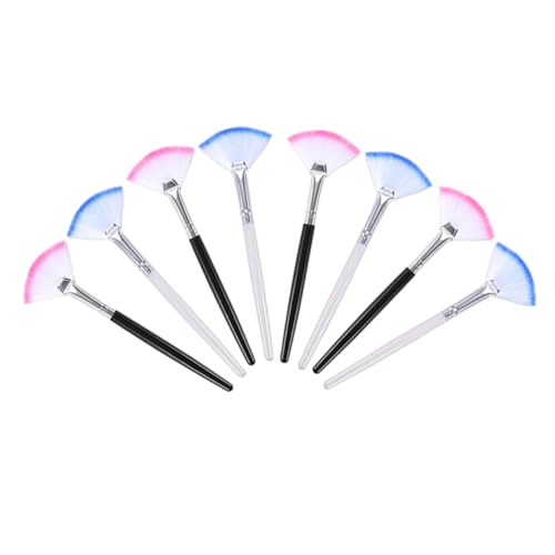 minkissy Ergonomic Designed Fan Mask Brush 8pcs Set for Face Beauty Tools Makeup Accessories in White Black