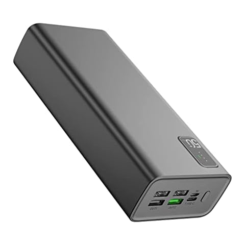 Portable Charger 50,000mAh, QC3.0 22.5W & USB C PD20W Quick Charge Power Bank, External Battery Pack, 2 Inputs & 5 Outputs(QC & USB & Type C) for Phone Camera Pad Headset etc (Black) Cover