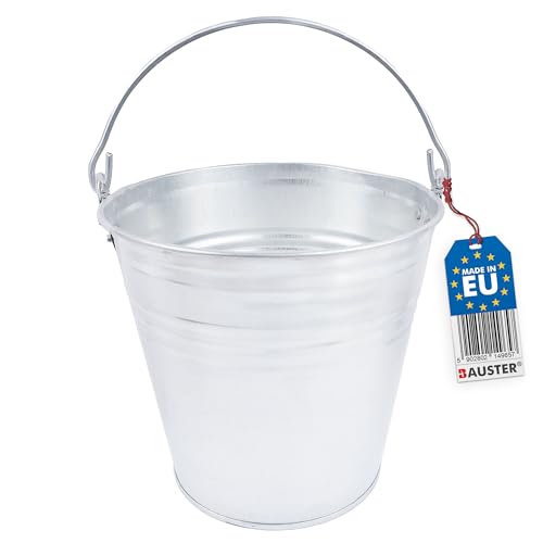 BAUSTER® Seau en zinc robuste de 7 l - Poignée simple - Accessoire de cheminée idéal - Pour jardin, mortier, outils, travaux de construction, déchets de...