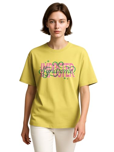 Image of HELLCAT Beige Trendy Printed Oversized T-Shirt for Women