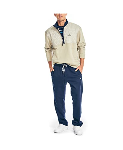 Nautica mens Quilted Mixed Media Quarter-zip Pullover