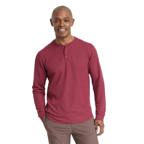 All in Motion Men's Waffle-Knit Henley Athletic Top - (US, Alpha, Small, Regular, Regular, Red)