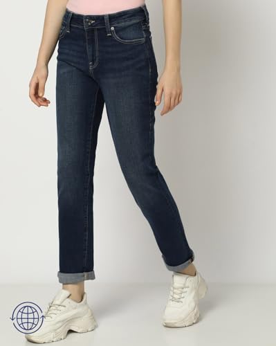 Image of Gap Women Straight Fit Mid Rise Heavily Washed Jeans