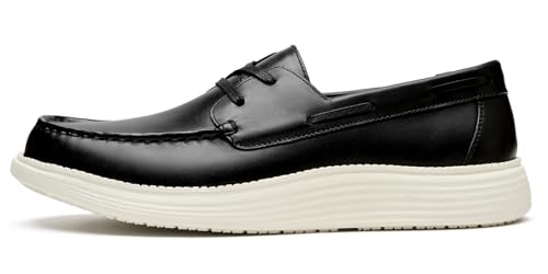 Image of Journey West Men's Lightweight Leather Penny Loafers Dress Sneakers, Business Casual Slip-on Loafers Shoes, Genuine Leather Breathable Walking Shoes