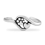 Dazzling Paws Jewelry Paw Print and Heart Toe Ring Sterling Silver Close To My Heart Adjustable Ring