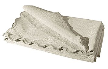 English Rose Matelasse Coverlet, King, Ivory / Parchment