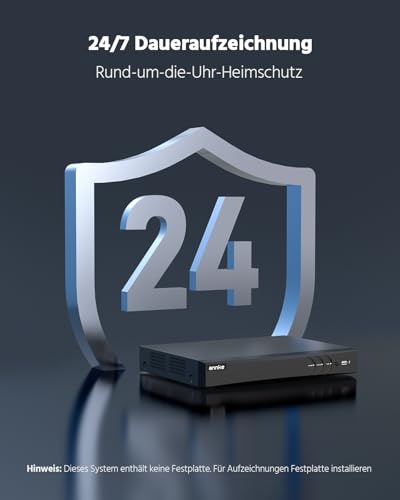 ANNKE 3K/5MP Lite AI DVR 8 Kanal mit 2TB HDD für 24/7 Aufzeichnung, 4X 1080P kabelgebundene Kameras mit Zwei-Wege-Audio und Farb-Nachtsicht-Sicherheitssystem, E-Mail-Benachrichtigung mit Bildern