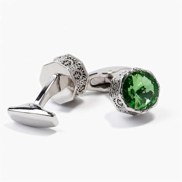 Men'S Cufflinks Crystal Green Shirt Sleeve Nails Business Casual Shirt(Blue-As Show)