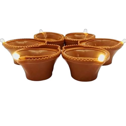 Water Sensor LED Diyas Candle with Water Sensing Technology | E-Diya Battery Operated Decorative Lamps | Warm Orange Ambient Lights for Home, Festive & Puja Décor (Modern, 10, Pack)-image-21