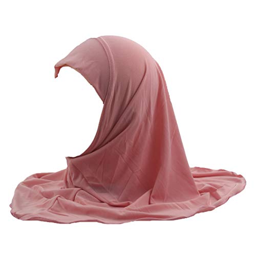 Modest Beauty Girls Hijab Muslim Kids Scarf Headwear Solid Color for 7-12 Years