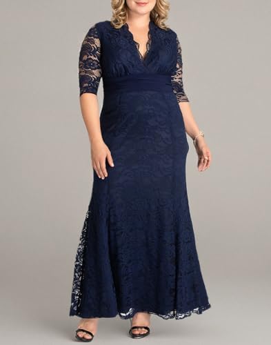 Image of Kiyonna Women's Plus Size Screen Siren Lace Evening Gown
