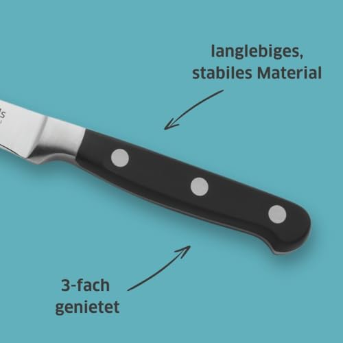 Foto von Kuppels SOLID Schälmesser, extra scharf & schnitthaltig, gehärteter Klingenstahl, rostfrei, poliert & spülmaschinenfest, Gemüsemesser, Obstmesser, Garniermesser…