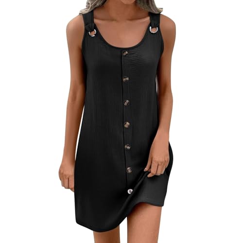 Vestido feminino básico de verão, outono, alças finas, gola V, comprimento médio, comprimento até o