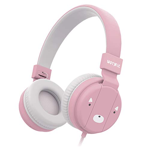 Kids Headphones, Wotmic Wired Headset Foldable Children On Ear Headphones with Adjustable Headband