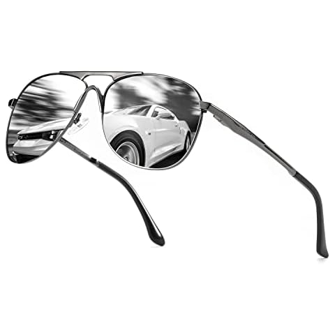 PUKCLAR Pilot Men Women Polarised Sunglasses with Ultra-Light Metal Frame UV400 Protection Classic Style for Fishing Driving Golf Cover