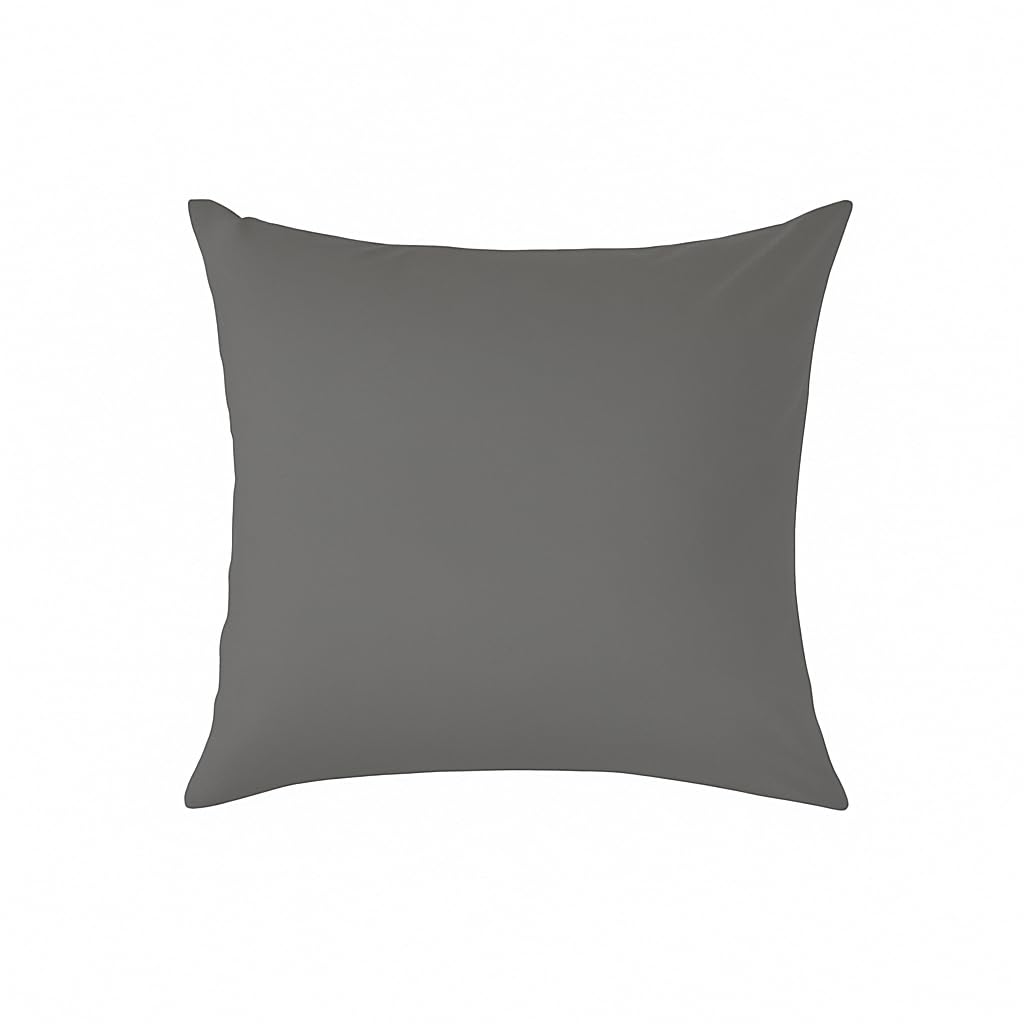crazypriceuk Polycotton Euro Sham Cushion Cover – Soft Plain Large Pillowcase for Sofa, Bed & Stylish Home Decor (Grey - 26x26 Inch)