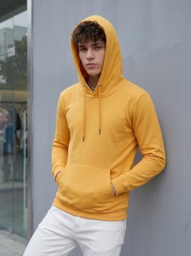 Image of HOODMASTER Unisex Fleece Hoodie Sweatshirt with Pockets Full Sleeves Regular Fit Solid Pattern Hooded Neck and Standard Length | Hoodies for Men & Women