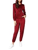 Jogginganzug Damen Samt Trainingsanzug Kapuzenjacke Velours Freizeitanzug Elegant Sportanzug Sportbekleidung Set Tracksuit Kapuzen Pullover Sportbekleidung Sportwear mit Tasche (Weinrot, XL)