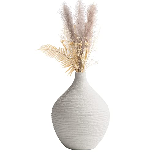 Kingbar Vase Decoratif, Vase en Céramique Blanc, Décoration Vase De Table Moderne Décoration De La Maison Minimaliste Déco pour Maison, Fête, Centre De Table De Mariage, White, M Cover
