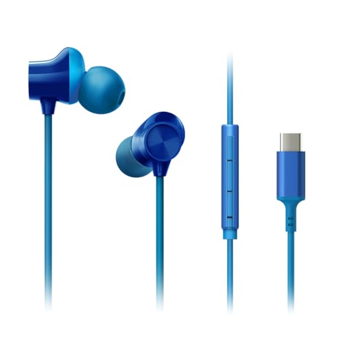 Image of Panasonic ErgoFit Wired Earbuds, in-Ear Headphones with Microphone and Call Controller, Ergonomic Custom-Fit Earpieces (S /M /L), USB-C Compatible - RP-TCM325-A (Blue)