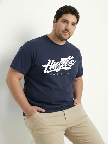 Image of Toodlegram Men Plus Size Printed T-Shirt | Round Neck Half Sleeves | Regular Fit Big & Tall | Pure Cotton Casual Summer Wear T-Shirt for Men
