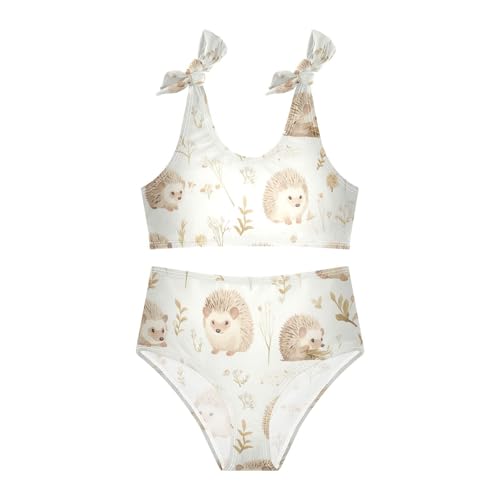 Cute Watercolor Hedgehogs Girls 2 Piece Kids Bikini Set Quick-Dry Swimsuits Swimming Suits Adjustable Strap3