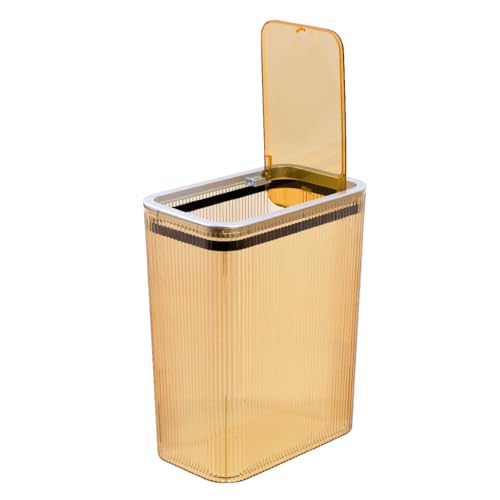 Glad Bathroom Trash Can, 2.6 Gallon (10L) - Slim Plastic Waste Basket with Pop-Up Lid and Bag Ring - Colored Clear Trash Can for Bedroom, Office, College Dorm - Brown - image 2