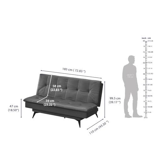 Image of Wakefit Flexia Sofa Cum Bed - Three Seater - Reflection Series Charcoal Grey