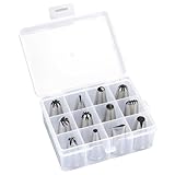 WBTAJZHY 12-teiliges Edelstahl-Spritztüllen-Set, unverzichtbares Dekorationsdüsen-Set, Backwerkzeug-Set mit Box for Kekse, Kuchen, Gebäck