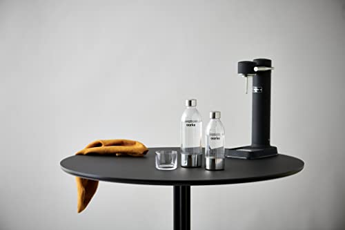 2 x Aarke PET Bottle for Sparkling Water Maker Carbonator 3, BPA free with Details in Steel, 0.8 Litres & 0.45 Litres