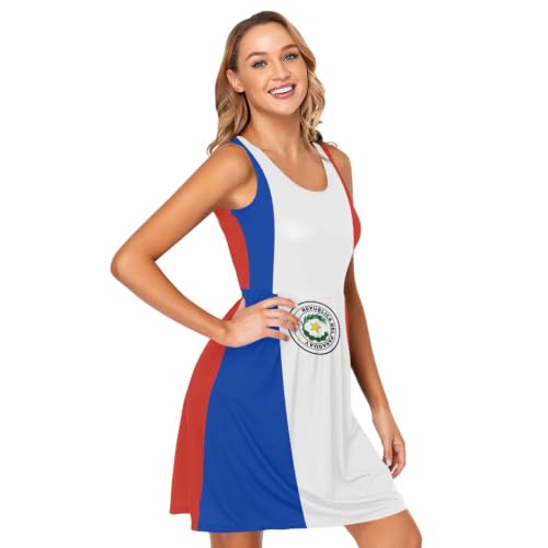 Robe motif drapeau du Paraguay décontractée et fluide sans manches