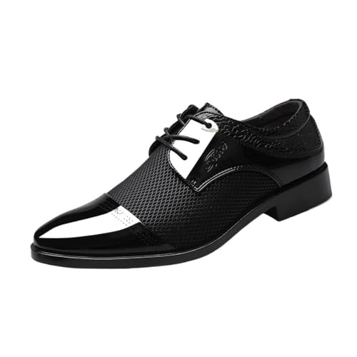 Men's Summer Leather Shoes Men's Business Casual All-Match Wedding Shoes Oxfords(Black,9)