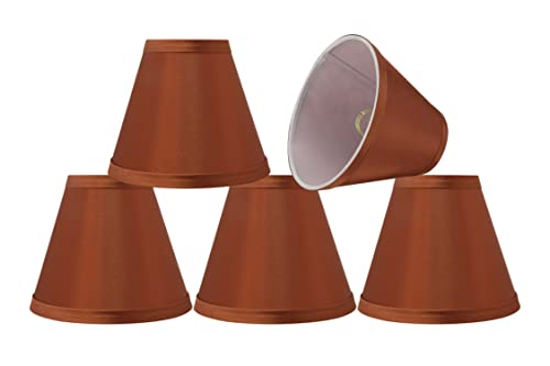 Aspen Creative 32111-5A, Hardback Empire Clip-On Chandelier Lamp Shade, Redwood, 3" Top x 6" Bottom x 5" Slant Height, Set of 5