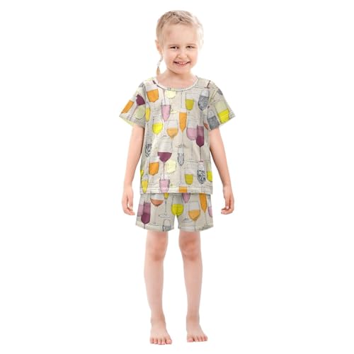 Pajama Sets Wine Glass Pattern Short Sleeve Summer Sleepwear 2 Piece Pjs3