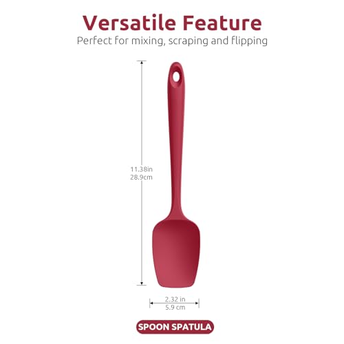 Image of U-Taste Silicone Spoon Spatula Set of 3, 600F High Heat Resistant, Red