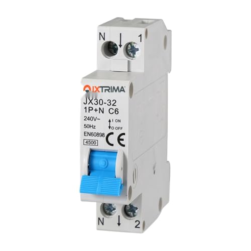 IXTRIMA Interruptor magnetotérmico automático, 1P+N 6A 220V C6 4.5kA ocupa 1 módulo