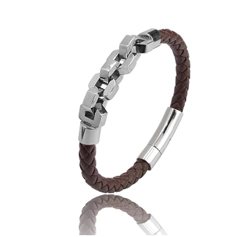 Bracelet en cuir marron pour homme, le cadeau idéal et élégant pour elle ou lui