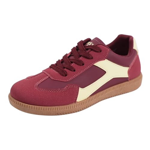 Nuoke Zapatillas Mujer,Zapatillas Deporte Mujer, Planas Coloridas de Estilo Retro Europeo y Americano de Talla Grande para Baratos (Red, 41)