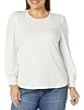 Amazon Essentials Women's Long-Sleeve Crewneck Smocked Cuff T-Shirt, White, S #3