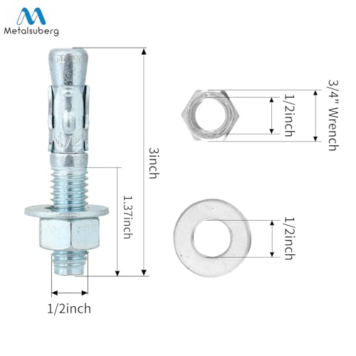 1234x334 wedge anchor by zinced of heavy-duty fastener for cement and concrete 8pcs pack