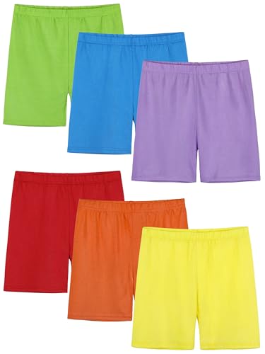 Image of FEOEOR 6 Pack Girls Bike Shorts Cartwheel Shorts Toddler Biker Under Dress Dance Multi-Color Kids Shorts Girls Clothes