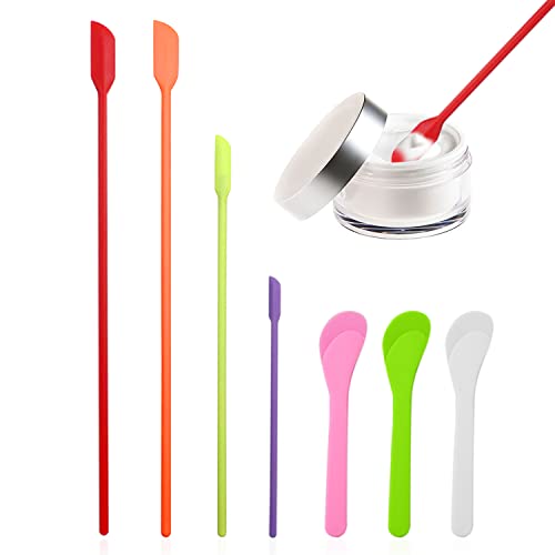 Lot de 4spatules en silicone et 3 outils de masque, mini spatule, jam spatule, multifonction pour applications Jam et Scraping Cosmetics